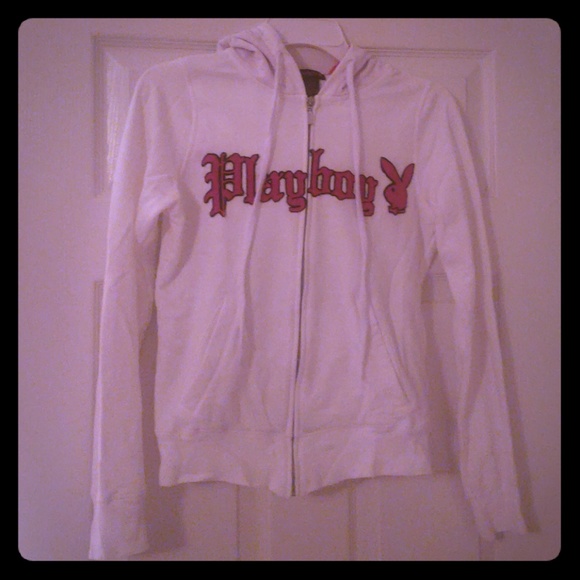 Playboy Small White And Pink Hoodie 
